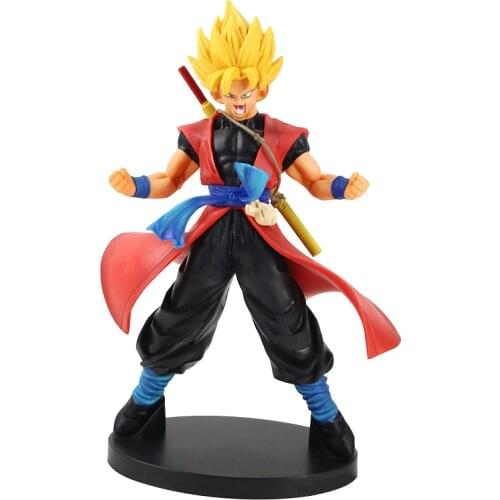 24cm Dragon Ball Z DBZ Anime Super Saiyan Son Goku with Stick Shout PVC Action FIgure Cartoon Model Toy Kids Gift Brinquedos