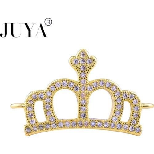 Jewelry Making Supplies High Quality Copper Micro Pave Zircon Crown Charm Connectors DIY Making Bracelet Accessories Findings