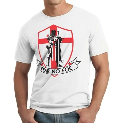 Warrior Fear No Foe England St Georges Day Patriotic Flag Crusader T-Shirt. Summer Cotton Short Sleeve O-Neck Mens T Shirt New