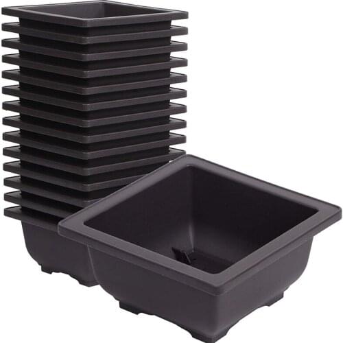 Hot YO-15 PCS 4.7 Inch Flower Pot, Square Plastic Bonsai Training Pot, Flower Succulent Flower Pot Container, for Garden, Interi