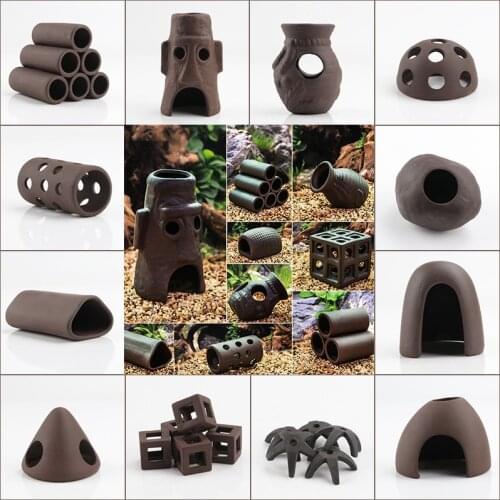 Ceramic Aquarium Decoration Fish Shrimps Shelter Hide House Pottery Scorpion House Canister Stone Fish Tank Decor Ornament