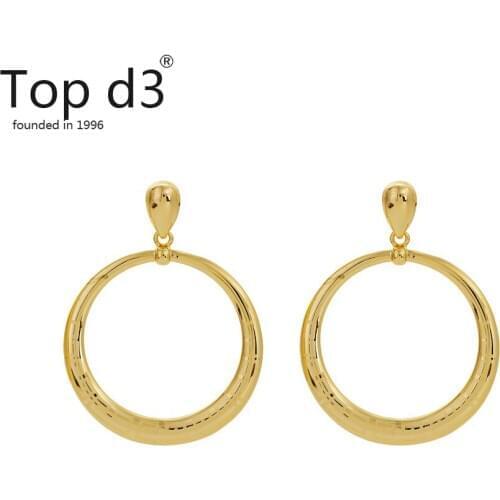 Top d3 Viennois Group Russian earring Big Hoop Earrings For Women Wedding DUBAI Bridal Round Circle Hoop Earring