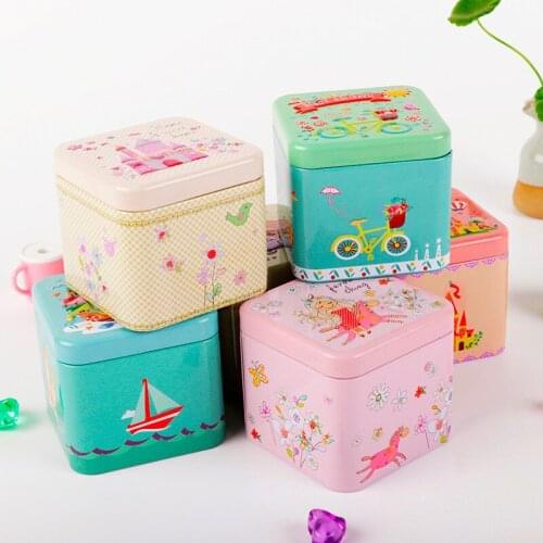 Cute cartoon mini tin box postcard jewelry hair clip storage box W9247