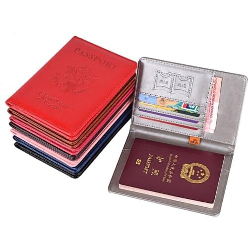 Leather RFID Passport Cover For USA Multi-Function Business Bank Card Blocking Wallet Passport Case Holder Travel Bag