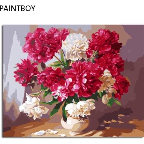 PAINTBOY Framed Pictures DIY Digital Oil Painting By Numbers Flowers Home Decor For Living Room Coloring By Numbers