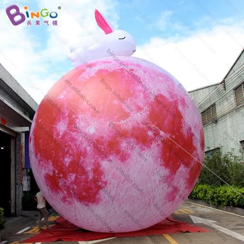 Personalized 6 meters inflatable moon ball with white rabbit promotional 20ft. moon balloon inflatables for display toys