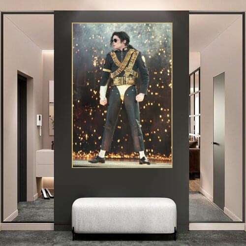 Pop Music Godfather Michael Jackson Stage Background Poster Canvas Painting Modern Living Room Home Decoration Mural(No Frame)