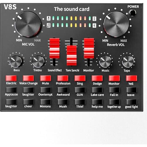 Bluetooth Professional Live Streaming Sound Card USB Audio Interface Mixer DJ Sound for Recording Microphone Guitar