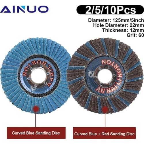 125mm Professional Flap Discs Grinding Wheels Blades 22mm Hole Angle Grinder Abrasive Tools 2/5/10Pcs 60Grit