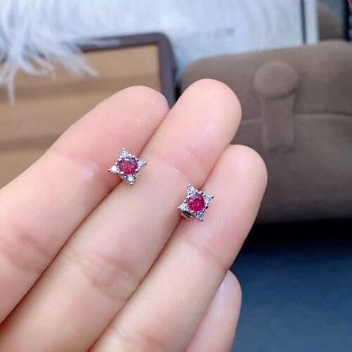 100% Natural And Real Ruby Earring 925 sterling silver Fine jewelry For men women Earring