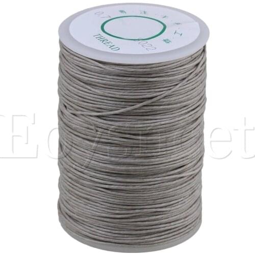 0.7mm Dia 100m Gray Round Waxed Thread Leather Craft Sewing Cord