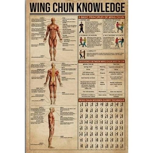 Dog Metal Wing Chun Knowledge Tin Sign Poster Tin Sign Metal 8x12inch