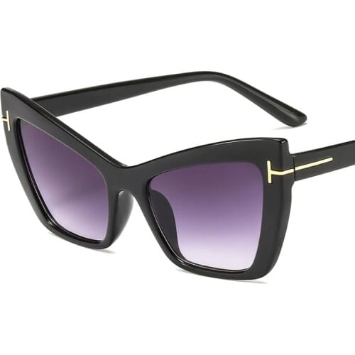 New Cat Eye Sunglasses Women Brand Designer Flat Lights Personality Frames Fashion T-Cat Eyes Sun Glasses For Men Okulary