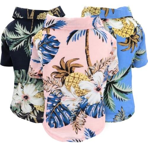 Summer Dog Cat Shirts Clothes Hawaii Beach Pet Puppy Clothes Vest Floral Pet T-Shirt Clothing For Small Large Dog Chihuahua