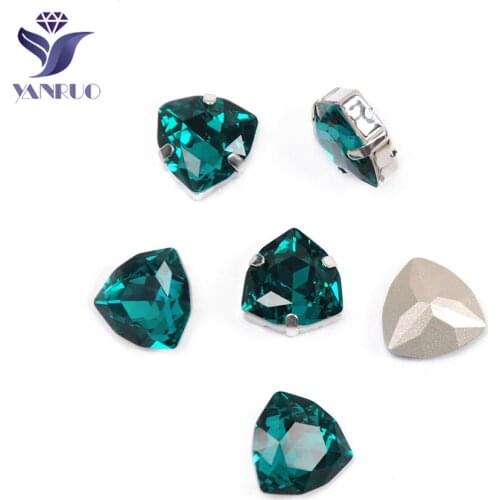 YANRUO 4706 Trilliant Blue Zircon Pointback Stones Sewing Rhinestones Glass Crystals Stones For Jewelry Clothes Wedding