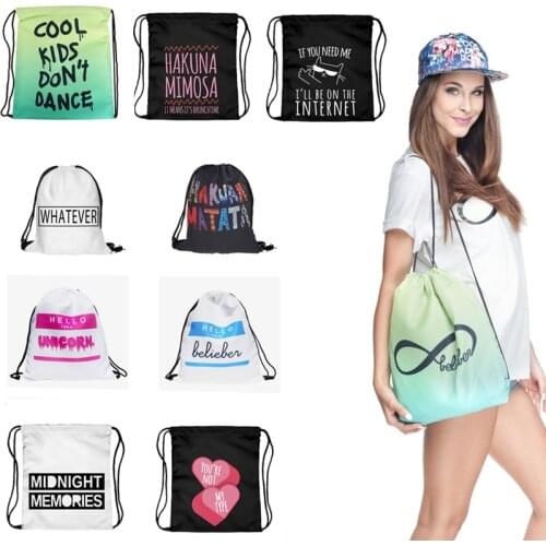 ZHBSLWT New Hot Fashion Drawstring Bag Women Backpack 3D Printing Travel Softback Women Mochila 069