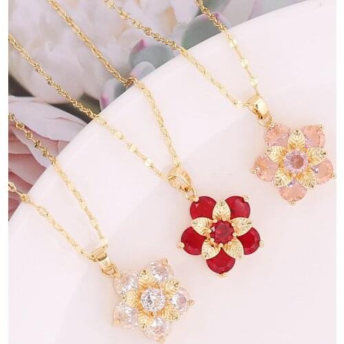 Fashion Multilayer Copper Flower Zircon Pendant For Women Retro Temperament Golden Metal Girl Gift Necklace Jewelry Wholesale