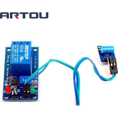 1 Channel 5V 12V Relay Module Vibration Sensor Module Alarm Trigger Module for Household Appliance Control