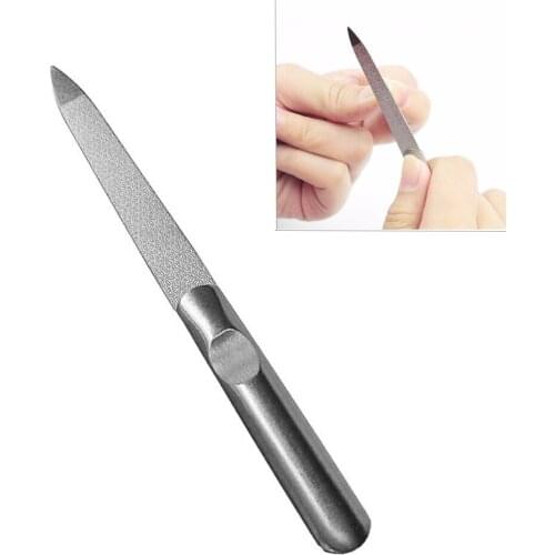 Professional Thick Stainless Steel Nail File Buffer Metal Double Side Grinding Rod Manicure Pedicure Scrub Nail Arts Tools 1PCS