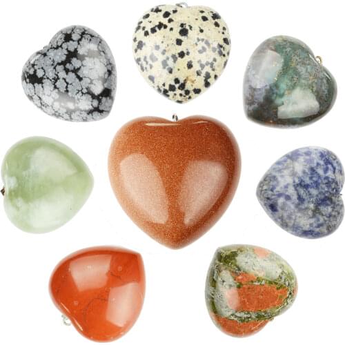 30x30x13mm 10 Colors for Choice Stone Heart Pendant Natural Semi-precious Stones DIY Making Necklace Pendant Jewelry Accessories