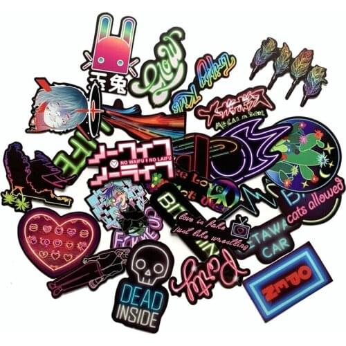10 Sets=250PCS Neon Trend Sticker Car and Motorcycle Waterproof Sticker