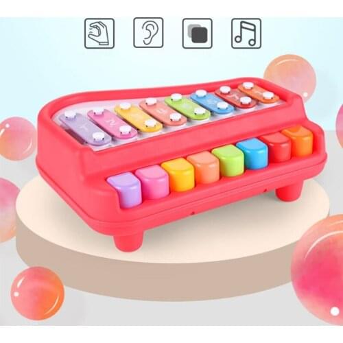 2 in 1 Baby Piano Xylophone with 8 Multicolored Keyboard Preschool Educational Musical Learning Instrument Toys Gift