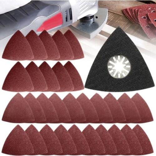 30pcs 90mm Delta Triangular Sander Sand Paper Hook & Loop Sandpaper Disc Abrasive Tools for Sanding Grit 60 80 120