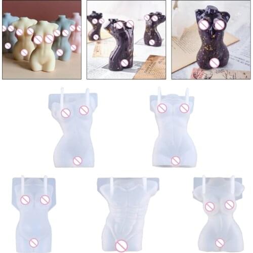 5 Pcs 3D Art Body Candle Crystal Epoxy Resin Mold Human Aromatherapy Plaster Wax Silicone Mould DIY Crafts Decorations 1XCA