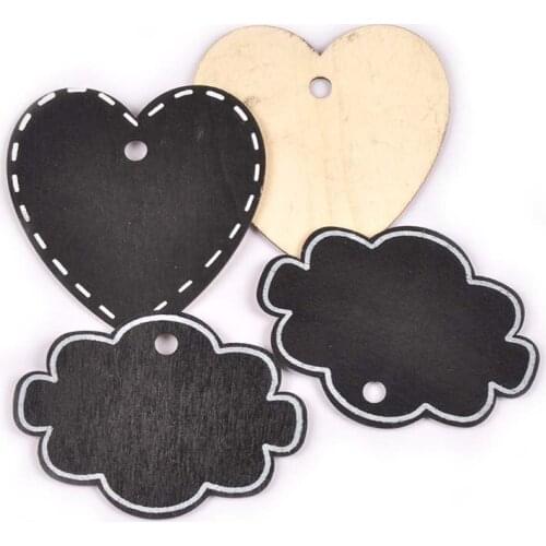 5Pcs 6-8cm Cloud/Heart Blackboard Wood Pendant Crafts Supplies DIY Scrapbooking Wooden Ornament Home Drop Hanging Decorations