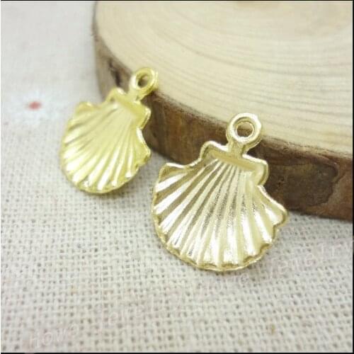 Wholesale 80PCS Gold-color Shell Charms Pendant Fit Bracelets Necklace DIY Metal Jewelry Making