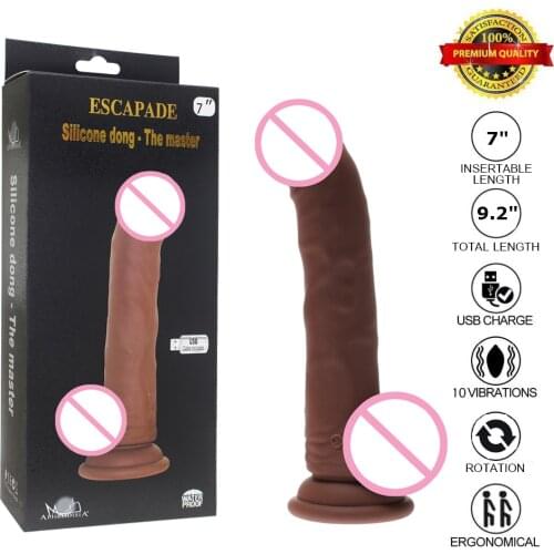 APHRODISIA 7" Realistic Dildos Powerful Vibrators,USB Recharged 10 Speed Suction Cup Penis Flexible Cock Adult Sex Toy For Women