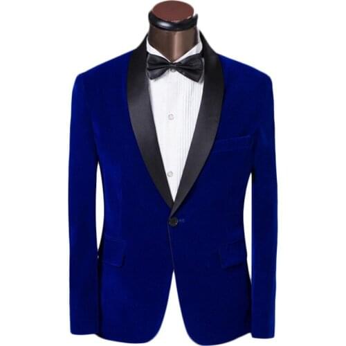 Velvet Groomsmen Peak/Shawl Black Lapel Groom Tuxedos Royal Blue Men Suits Wedding Best Man (Jacket+Pants)