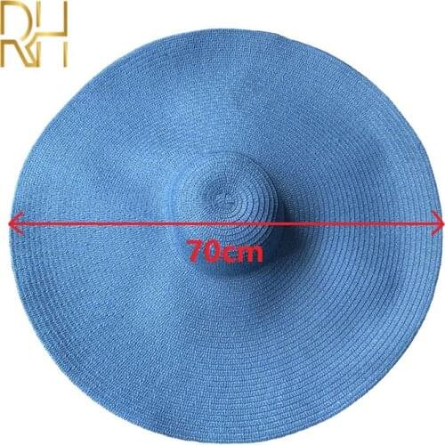 25cm Brim Field Width 70cm Diameter Large Big Beach Cap Round Straw Hat Outdoor Colorful Sun Droopy Ladies Summer Hat RH