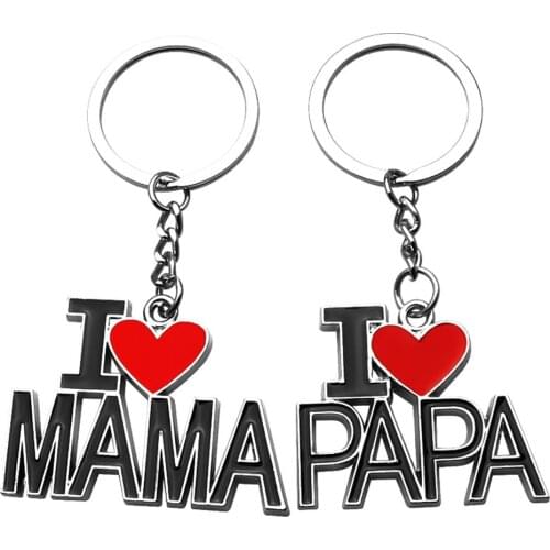 Fashion Metal Family Keychain I Love MAMA/PAPA Letter Key Chains Mothers Day/Fathers Day Gift Key Ring