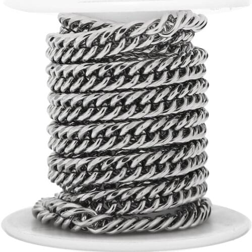 1M/2M/5M 7mm Width Stainless Steel Cuban Curb Link Chains Choker bracelet DIY Chain Necklace Jewelry Accessories
