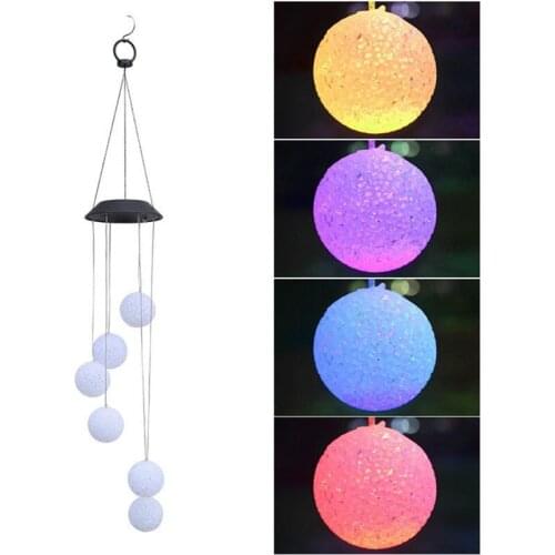 Colorful Butterfly Moon Wind Chime Solar Lamp Outdoor Waterproof Hanging LED Light String for Garden New Year Holiday Home Decor