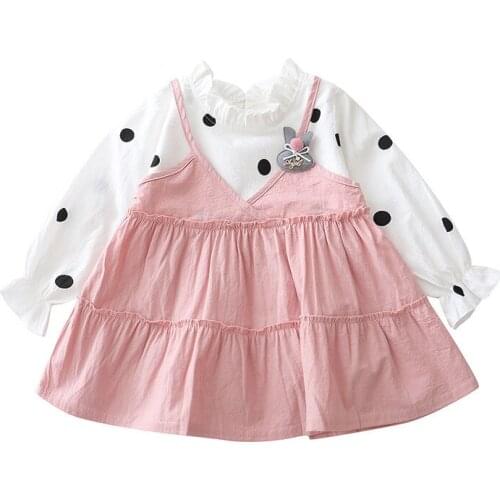 Baby Girl Dresses Candy Color Cute Rabbit Wave Point Spring Newborn Cotton Comfortable Casual Clothes Full Sleeve Toddler Kids