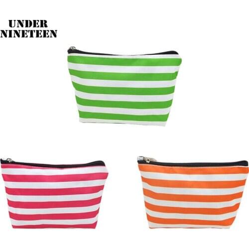 Under Nineteen 2019 Striped Travel Cosmetic Makeup Organizer Pouch Neceser Toiletry Washing Bags Wholesale Custom Promotion Bags