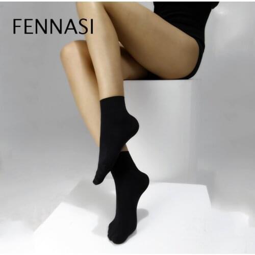 FENNASI Womens Short Socks Thick Warm Nylons Lady Socks Funny Warm Nylon Socks Hosiery Soft Ladies Ankle Black Socks