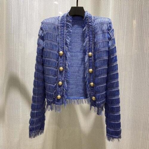 2021FW Autumn High Quality Women Luxury Tassel Knitted Coat Female Fashion Cardigans Sweater Ddxgz2 6.28