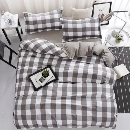 White Grey Lattice Printed Bed Cover Set Kids Boy Duvet Cover Adult Child Bed Sheets And Pillowcases Comforter Bedding Set 61037