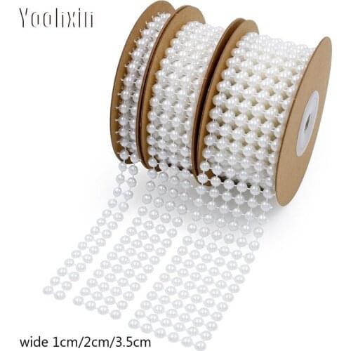 1/2/3.5CM Wide Fashion white beads Embroidery lace fabric trim ribbon DIY sewing applique Christmas Wedding dress decor