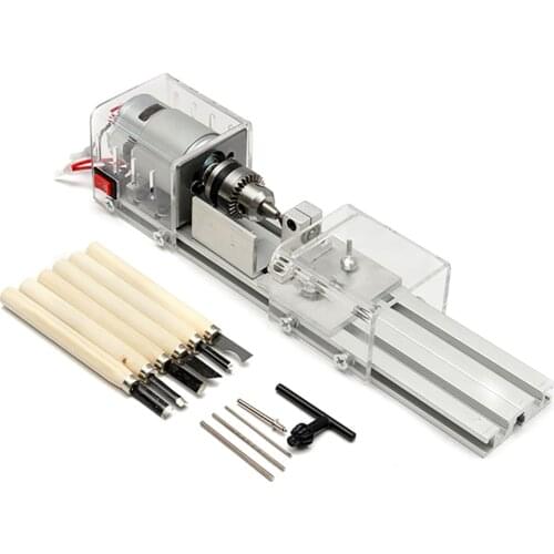 Mini CNC Lathe Beads Machine Woodwork DIY Lathe Set Grinding Polishing Beads Drill Rotary for Table Woodworking