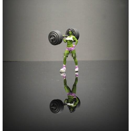 1:64 Scale Resin Die-casting Muscle Woman Doll Model Car Model Scene Layout Collection Decoration Toy