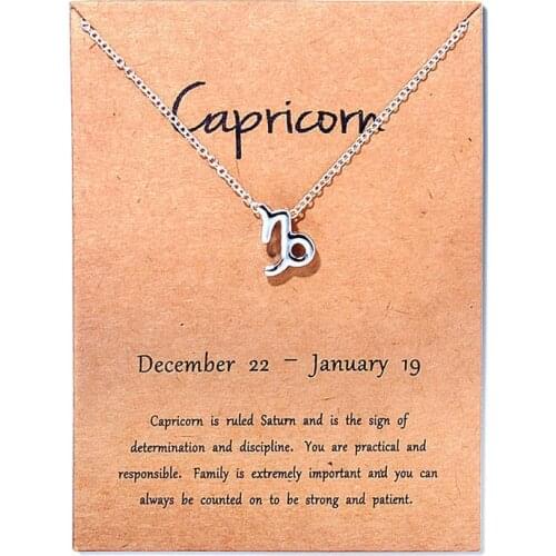 Fashion 12 Constellation Gemini Taurus Message Card Pendant Necklace For Women Wedding Birthday Gift Jewelry