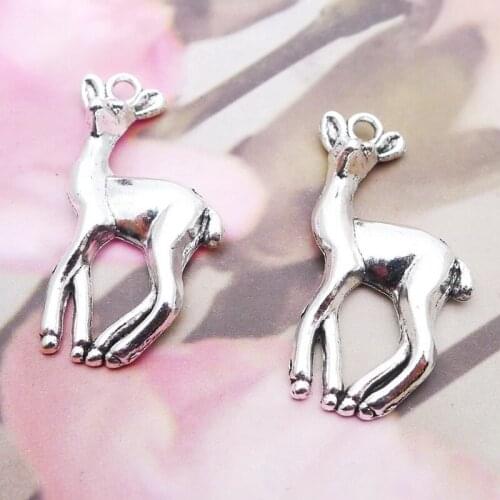 RAINXTAR Fashion Alloy Animal Charms Cute Deer Pendant Charms 17*33mm 20pcs AAC550