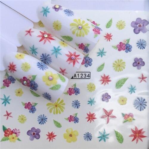 Cartoon Nail Applique DIY Sticker Nail Stickers Phototherapy Decals Small Dried Flower Nail Watermark Sticker 1 Sheet For Nails