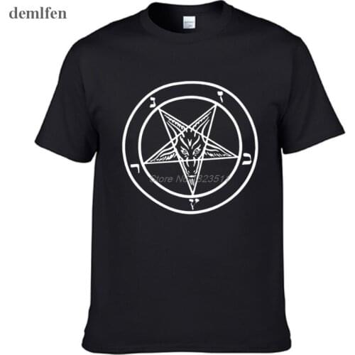 Pentagram Gothic Occult Satan New Mens Fashion Short-sleeve Round Collar T-shirt Cool Tops Tees