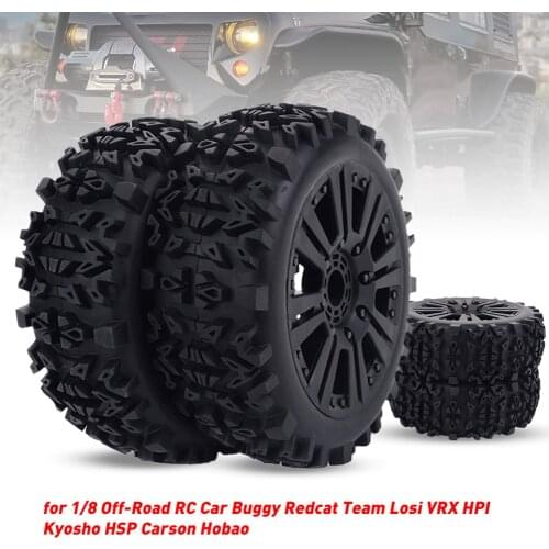 2/4pcs Universal RC Car Tires Set Plastic Rubber Tyre Tires & Wheel Rims 17mm Hubs for 1/8 RC Truck Car Spare Parts Accessory