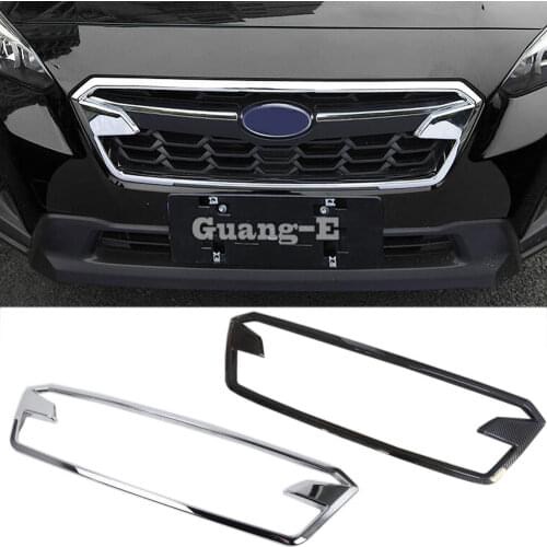 For SUBARU XV 2018 2019 2020 Car Body Sticker Cover ABS Chrome/Carbon Fibre Trim Front Up Racing Grid Grill Grille Frame 1pcs